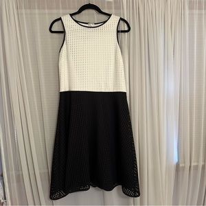 London Times Black & White Fit and Flare Dress